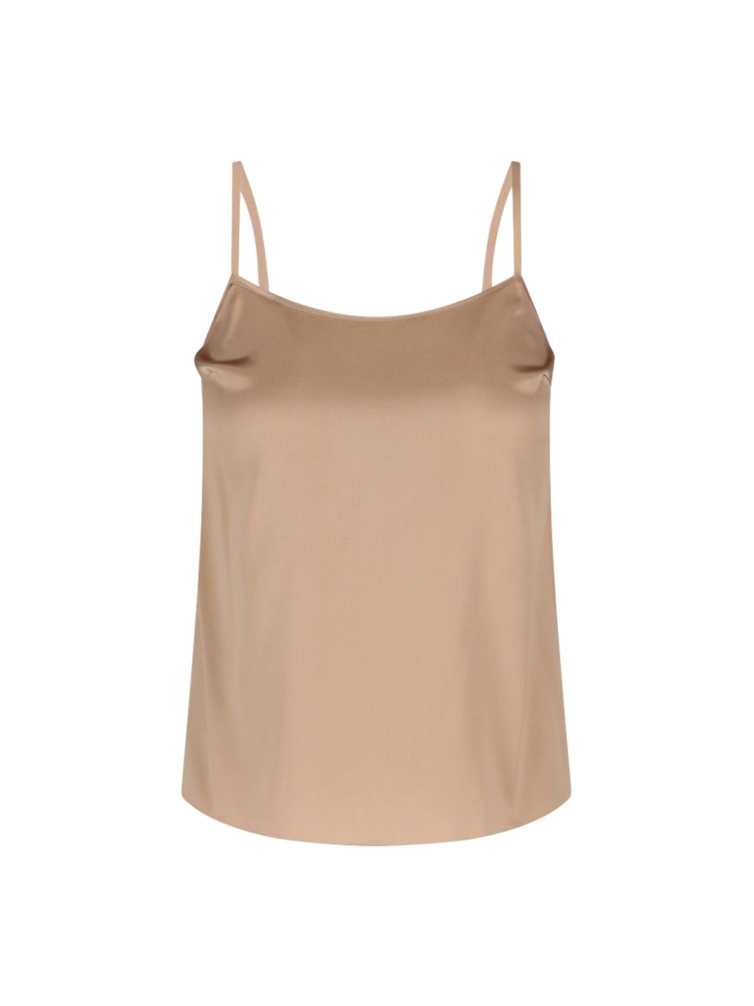 Ermanno Scervino Silk Tank Top With Round Neckline In Neutral
