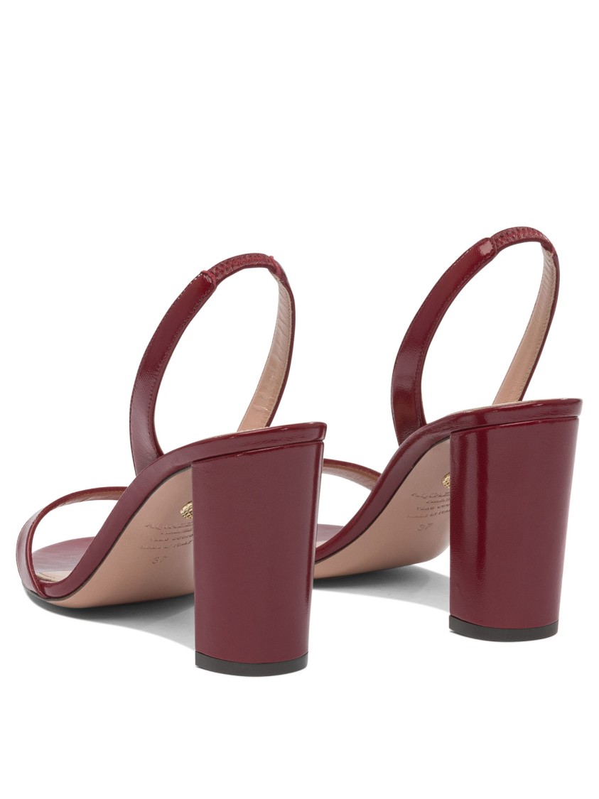 Aquazzura Red Block Sandals With Wide Strap In Burgundy