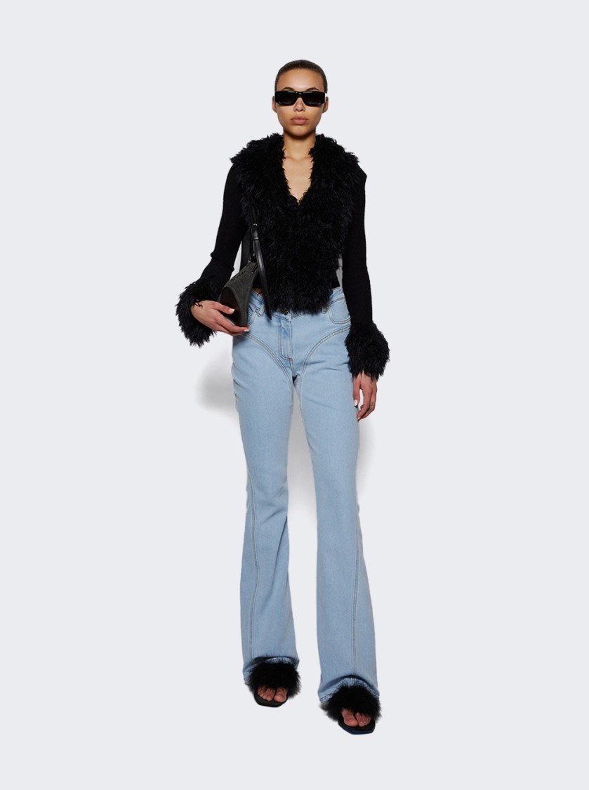 Marine Serre Wild Puffy Knit Cardigan Black