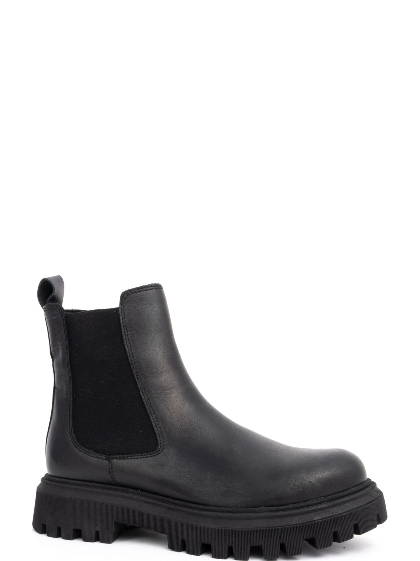 Sergio Moretti Black Ankle Boots With Elastic Side Panels In Black