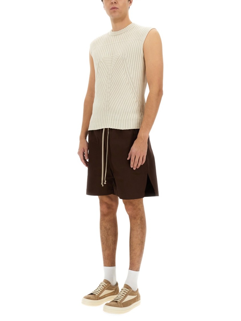 RICK OWENS RICK OWENS TEXTURED RIBBED KNITTED VEST WITH GEOMETRIC PATTERN