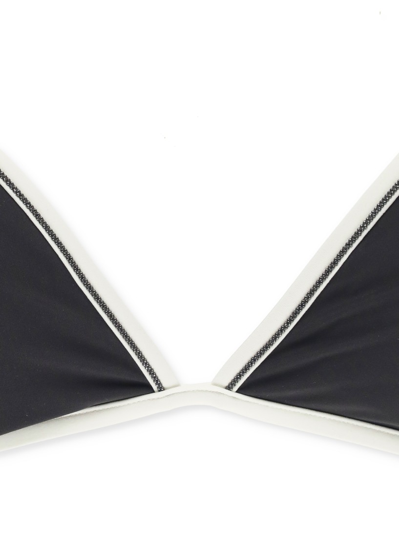 Brunello Cucinelli Brown Techno Jersey Bikini Top In Black
