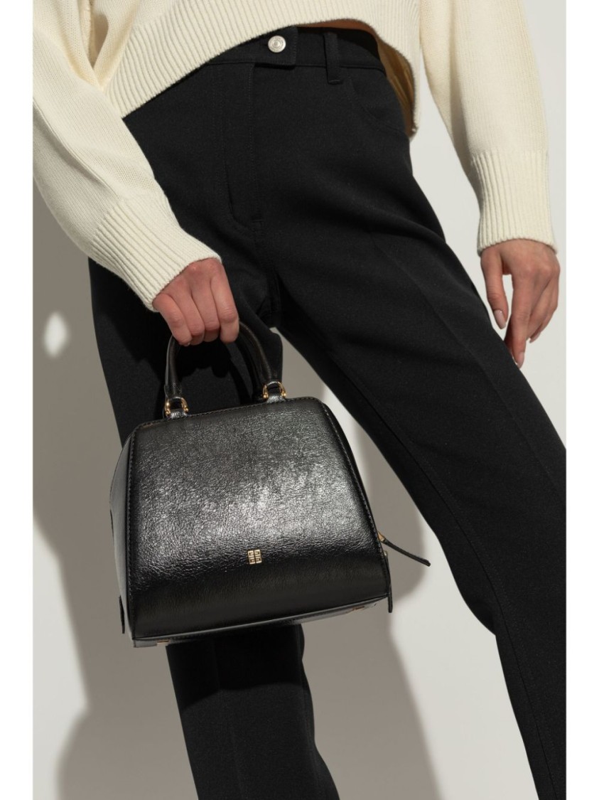 Givenchy Structured Grained Leather Handbag With Gold-tone Hardware