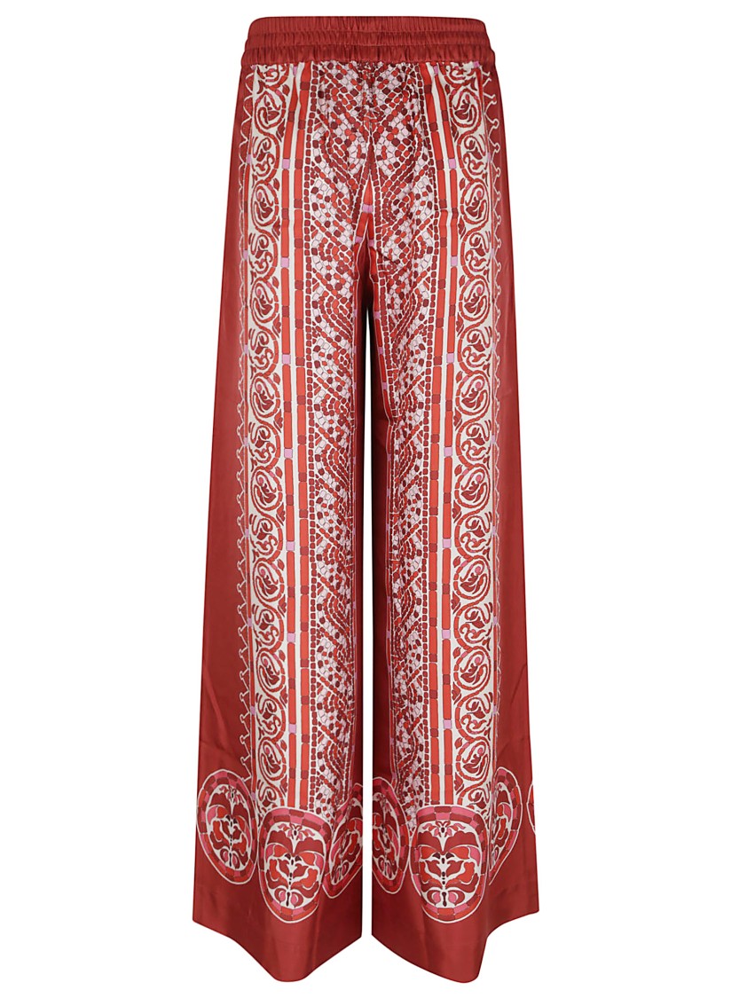 La Doublej La Double J Silk Twill Palazzo Pants With Cobra Pattern In Brown