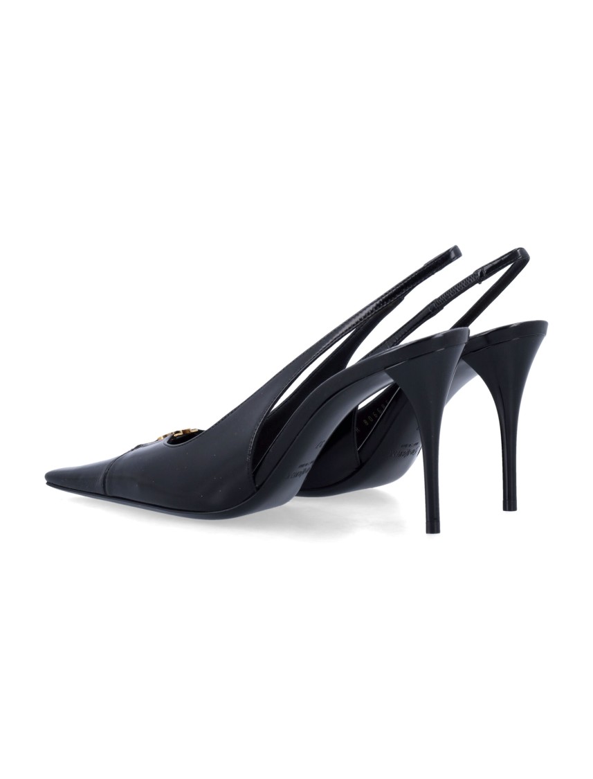Saint Laurent Babylone Breteuil Slingback Pumps In Smooth Leather In Black