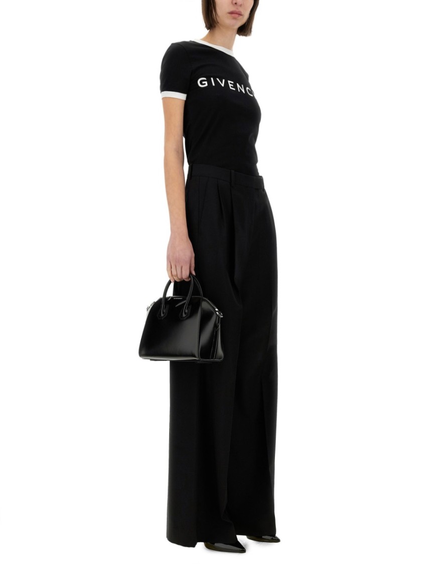 Givenchy Black Crewneck T-shirt With Logo Lettering On The Front And 4g Logo On The Rear In Cotton S