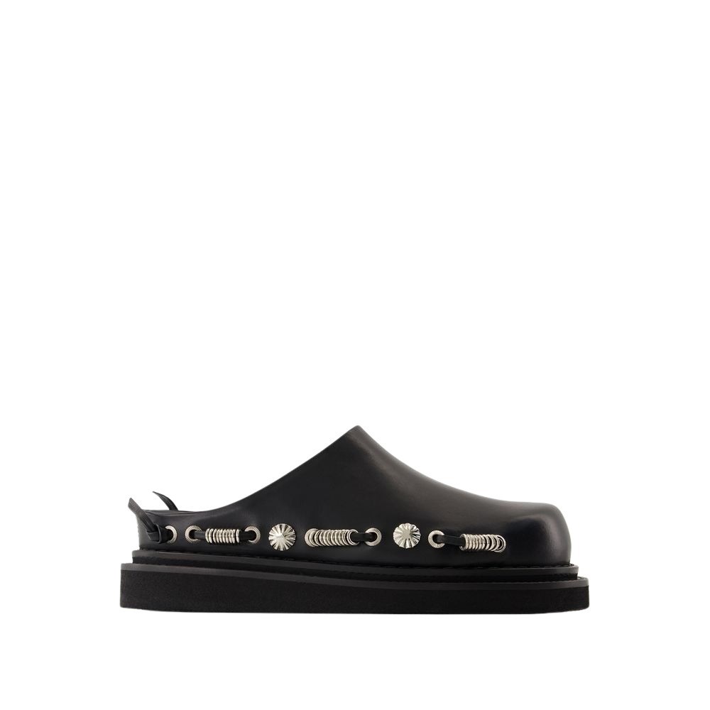 Toga Pulla Open-back Black Sandals With Chunky Platform In Black