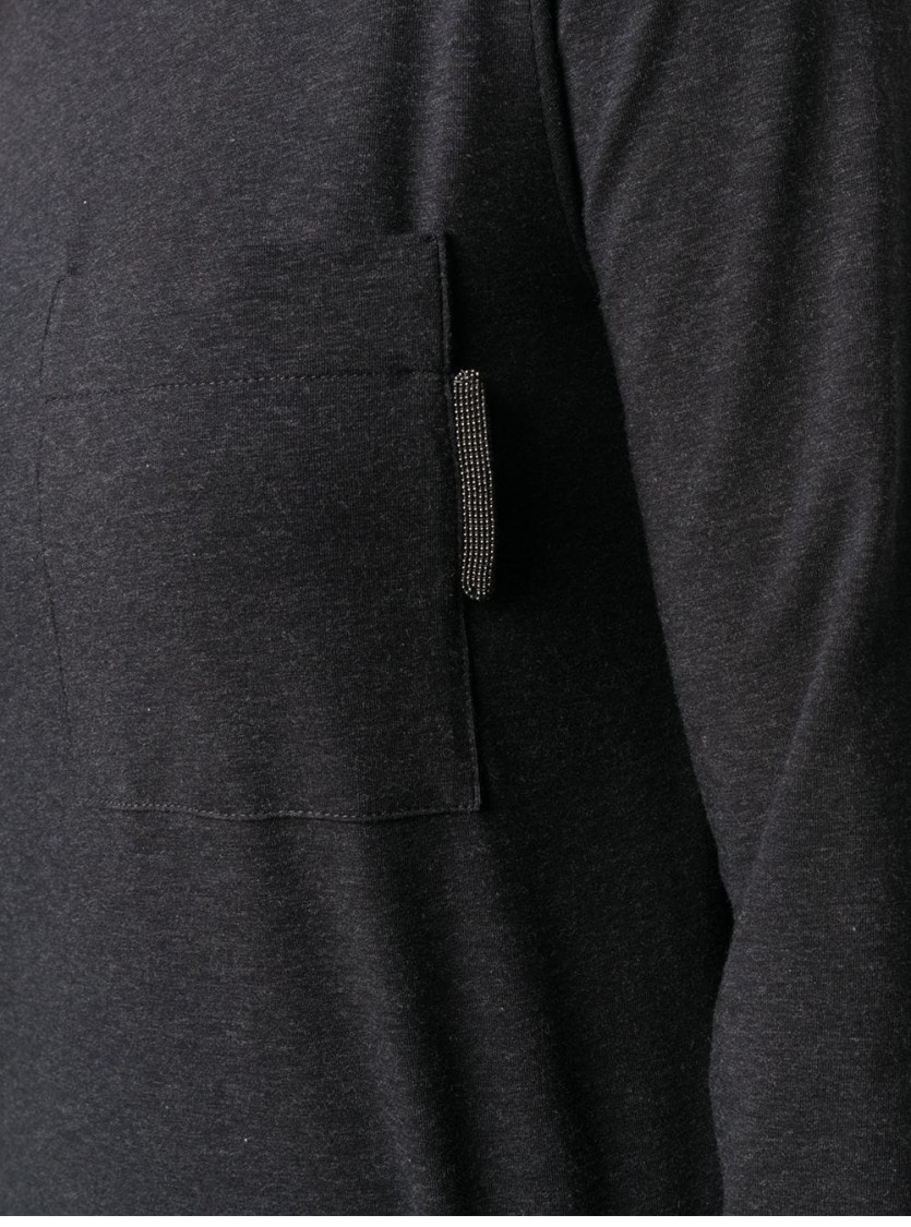 Brunello Cucinelli Ribbed Cotton-blend Jersey Long-sleeved T-shirt In Black