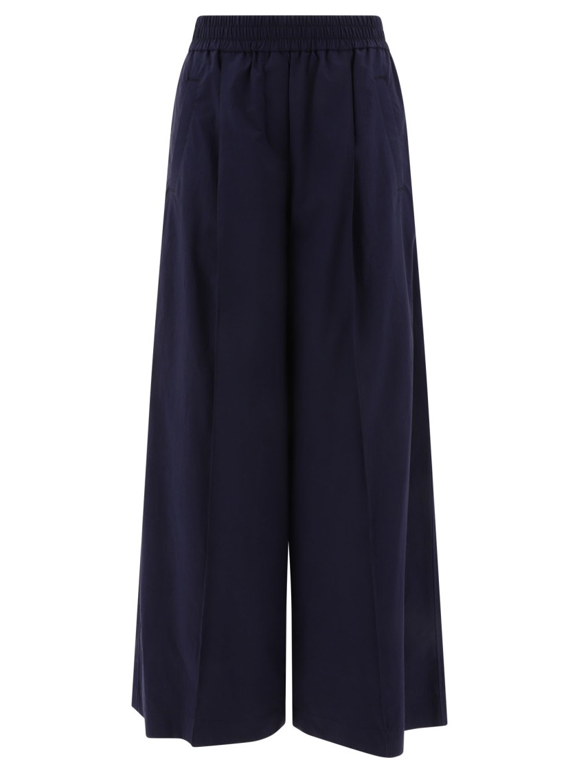 Brunello Cucinelli Relaxed Wide-leg Trousers With Elastic Waistband In Blue