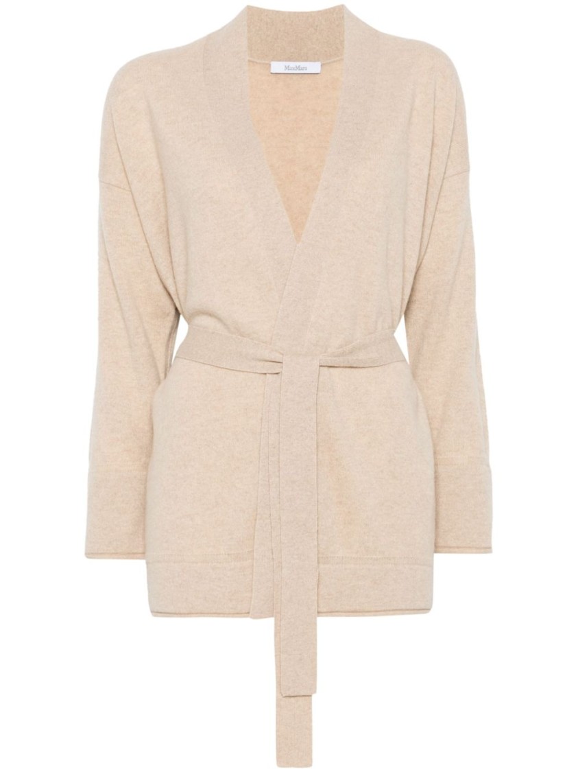 Max Mara Relaxed Fit Sweater With Deep V-neckline In Neutrals