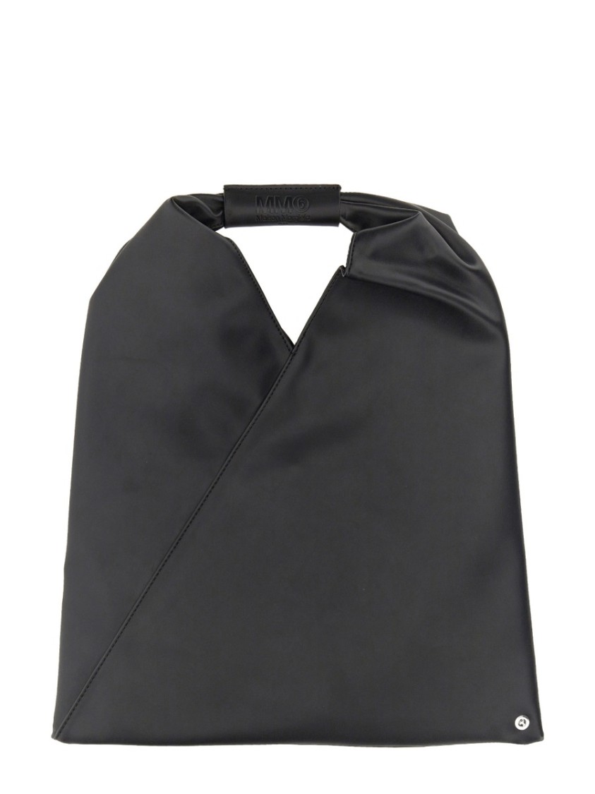 Mm6 Maison Margiela Mm6 By Maison Margiela Small Matte Finish Shoulder Bag With Distinctive V-shape Opening In Black