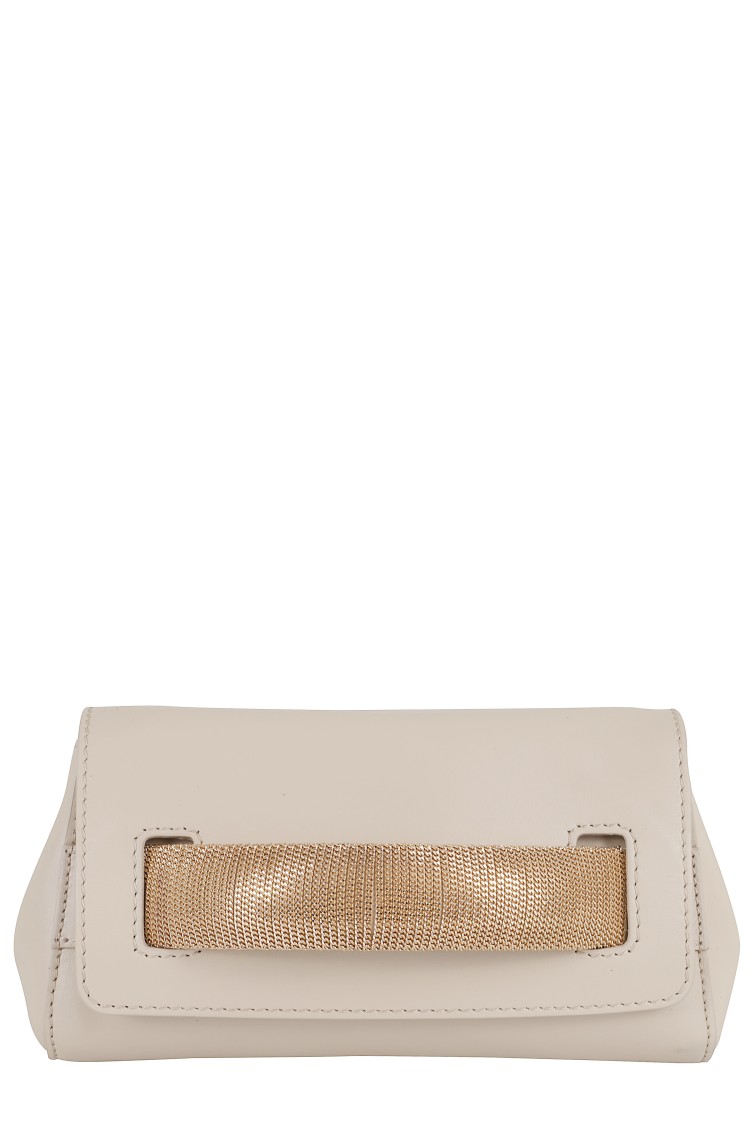 Orciani Smooth Leather Clutch With Removable Chain Strap