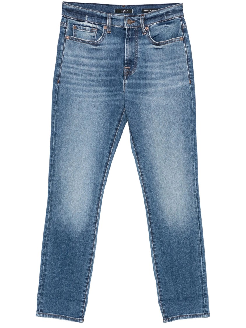 7 For All Mankind Light Wash Relaxed Skinny Jeans With Rolled Cuffs