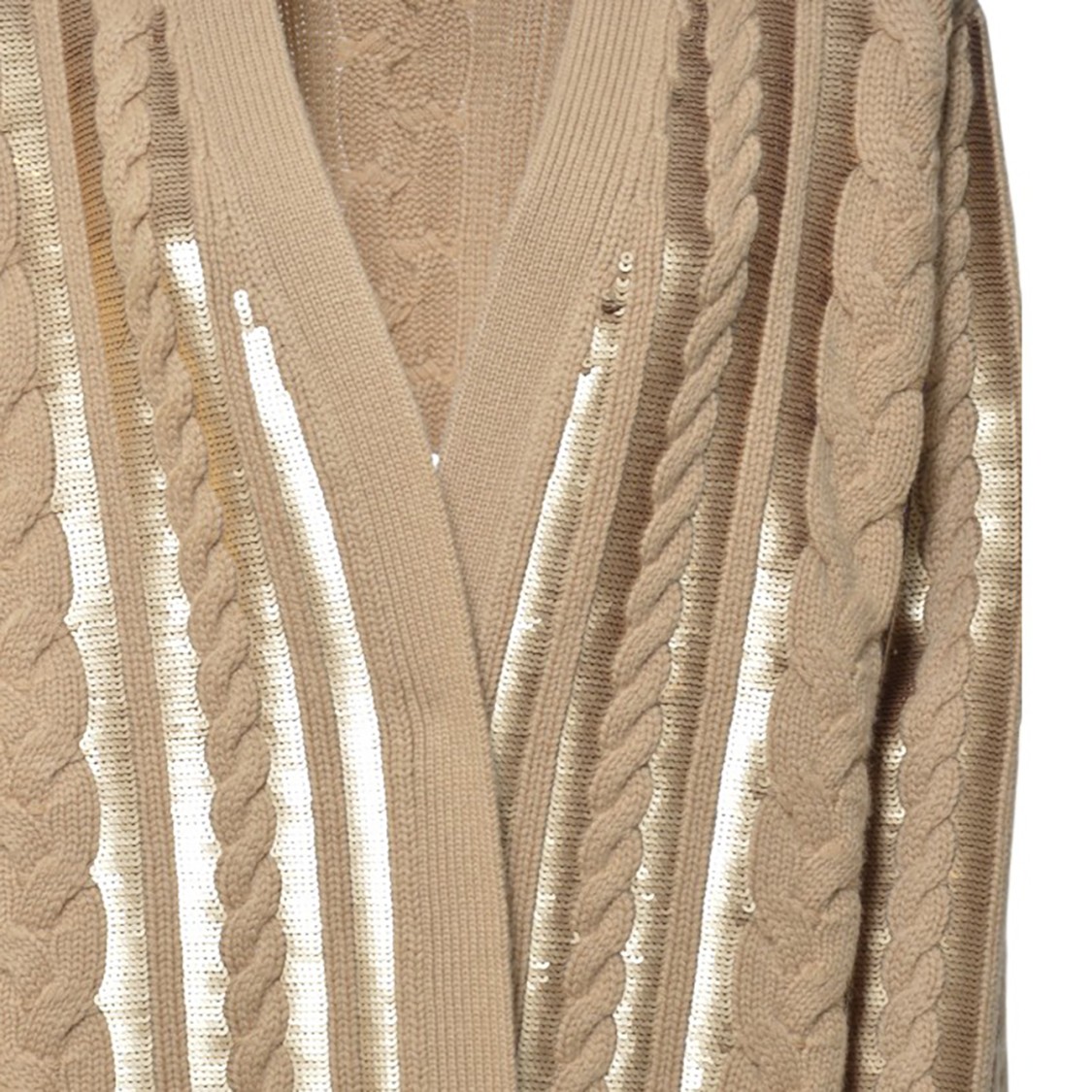 Max Mara Sequined Mirco Cardigan In Wool And Cashmere In Neutrals