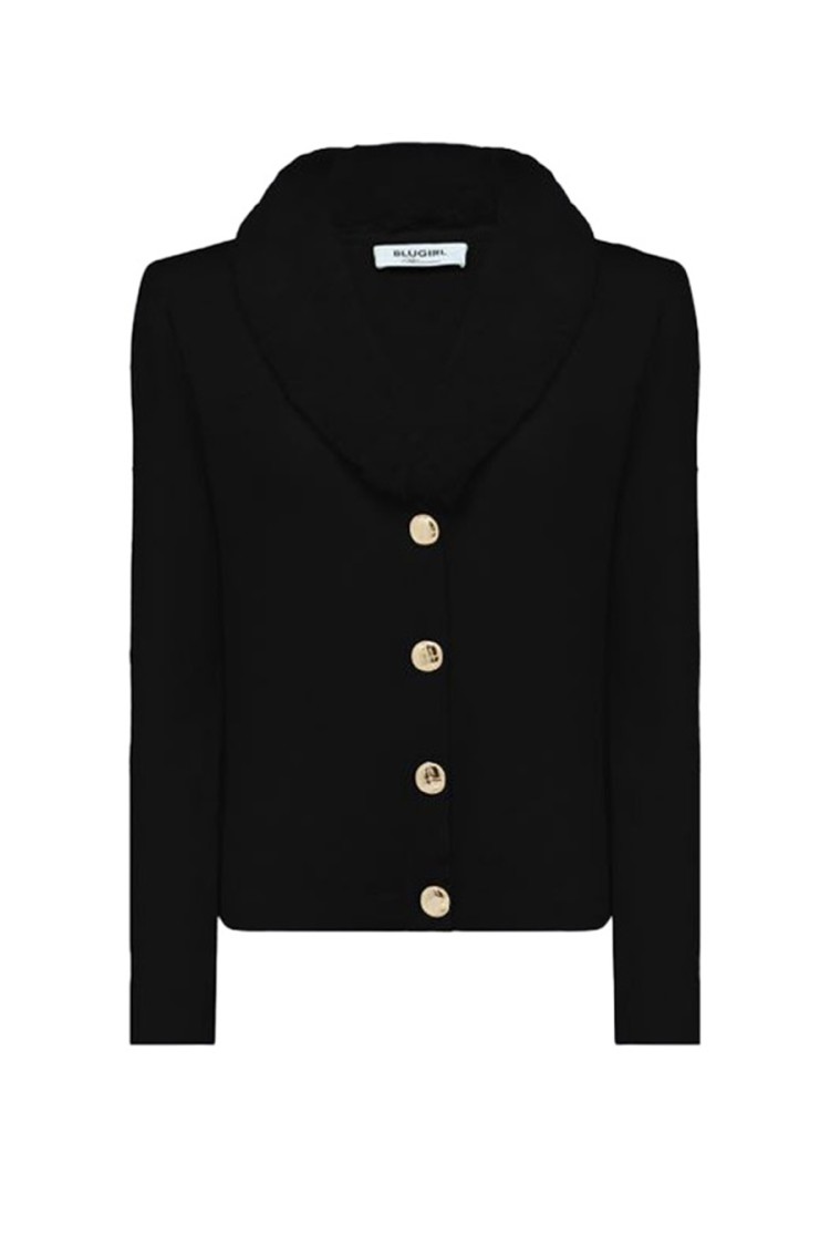 Blugirl Sophisticated Black Sweater With Shawl Collar In Black