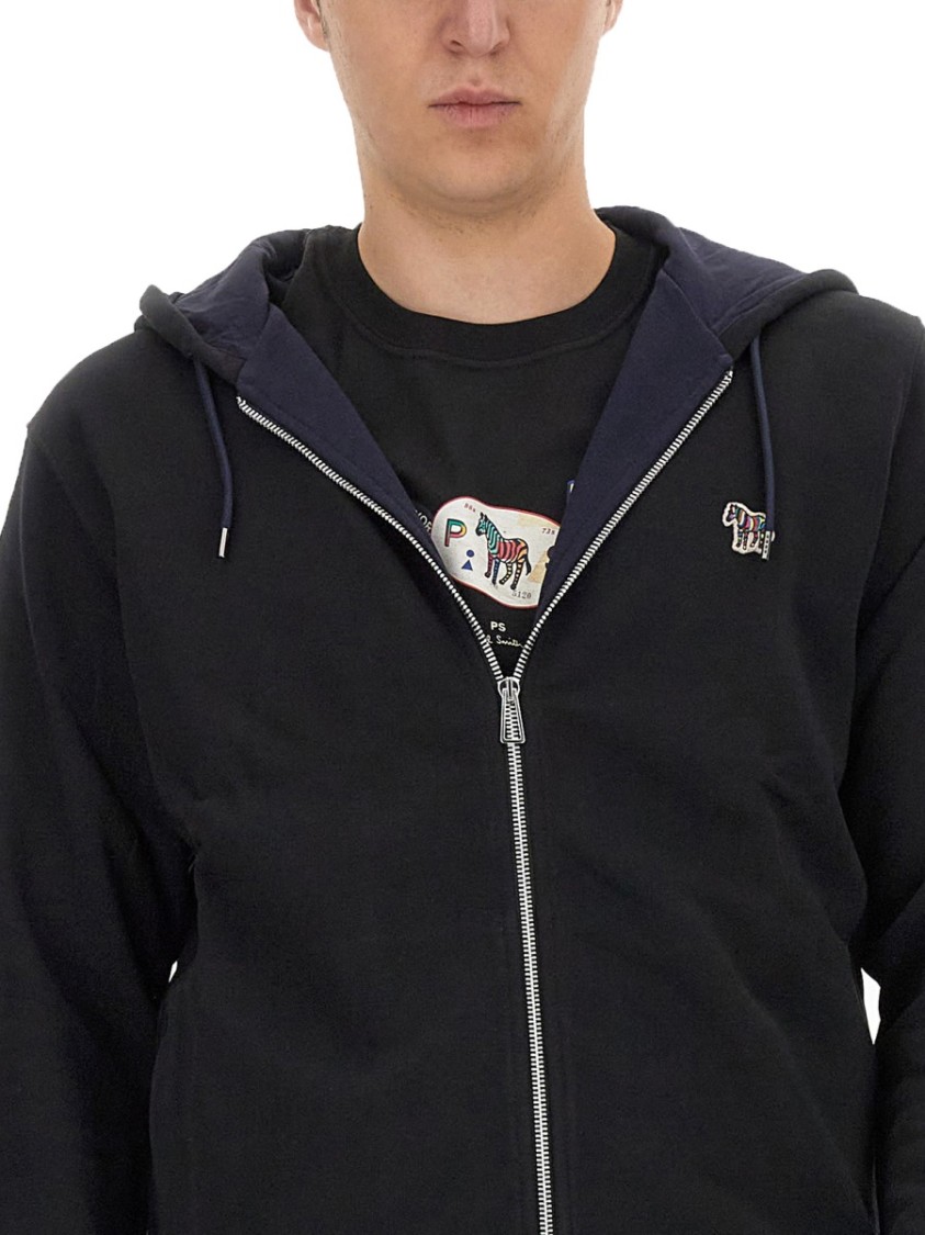 PS BY PAUL SMITH PS PAUL SMITH PLAYFUL ZEBRA PATCH BLACK HOODIE