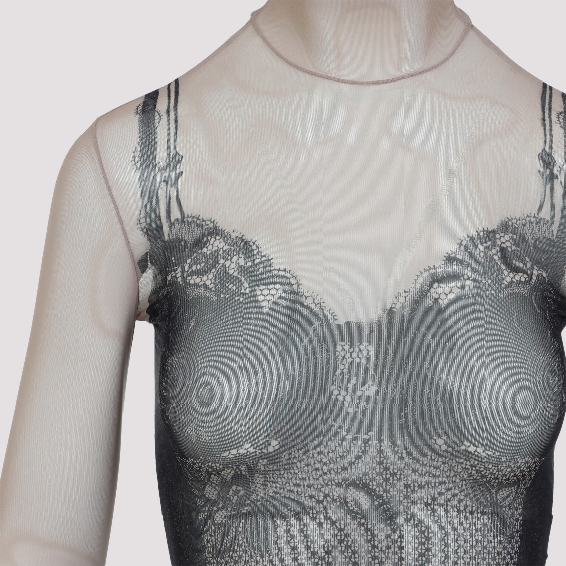 Shop Balenciaga Trompe Oeil Lingerie Top In Neutrals
