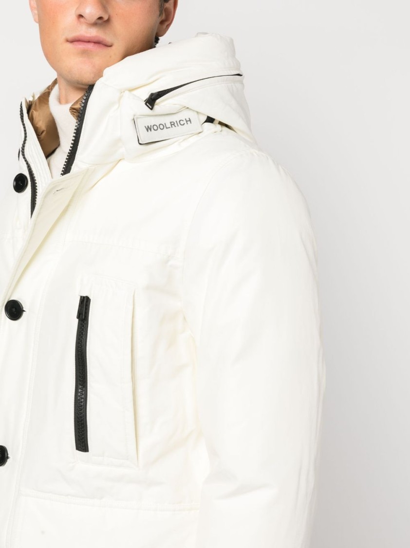 Woolrich Feather Down Hooded Coat In White