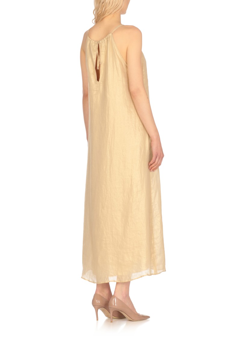 Peserico Aurea Golden Ramie And Viscose Dress
