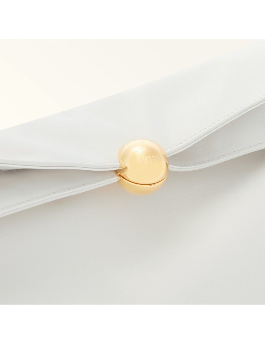 Furla Sfera Soft L Shoulder Bag In Marshmallow Color Leather In White