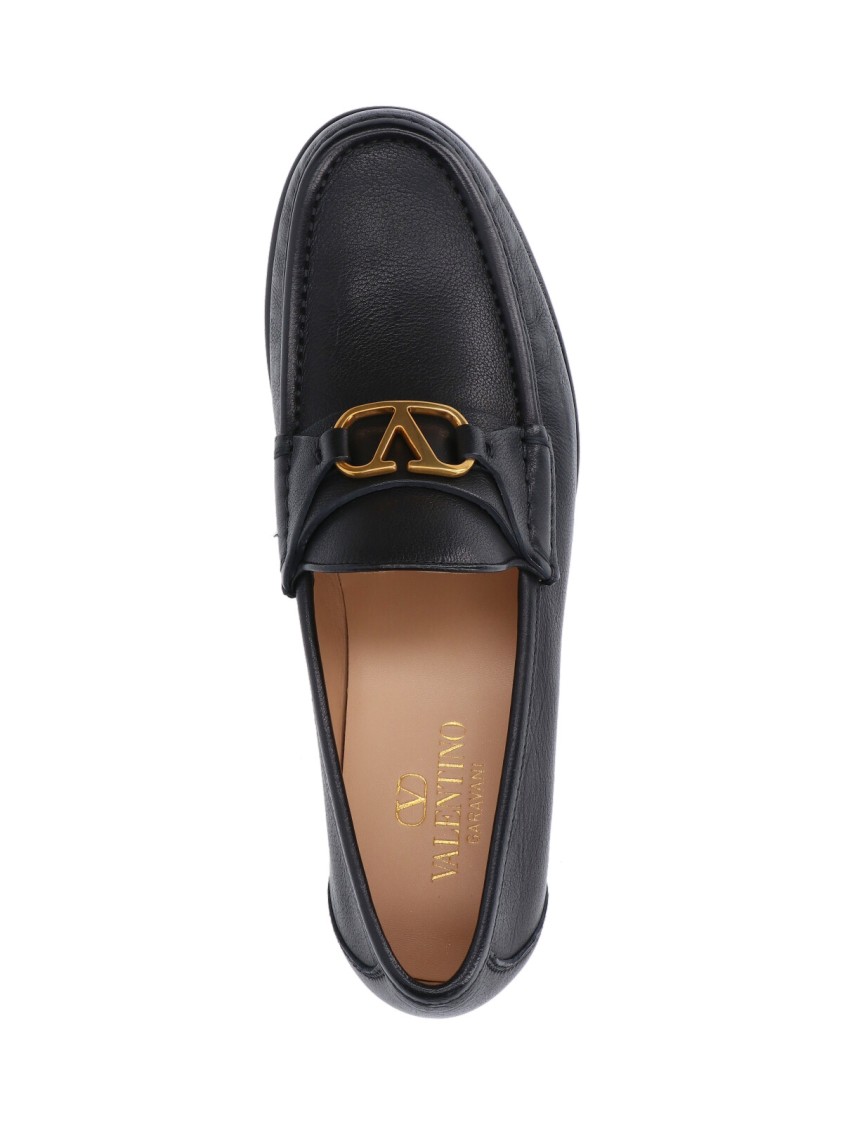 Valentino Garavani Vlogo Signature Loafer With Gold-tone Logo Detail In Black