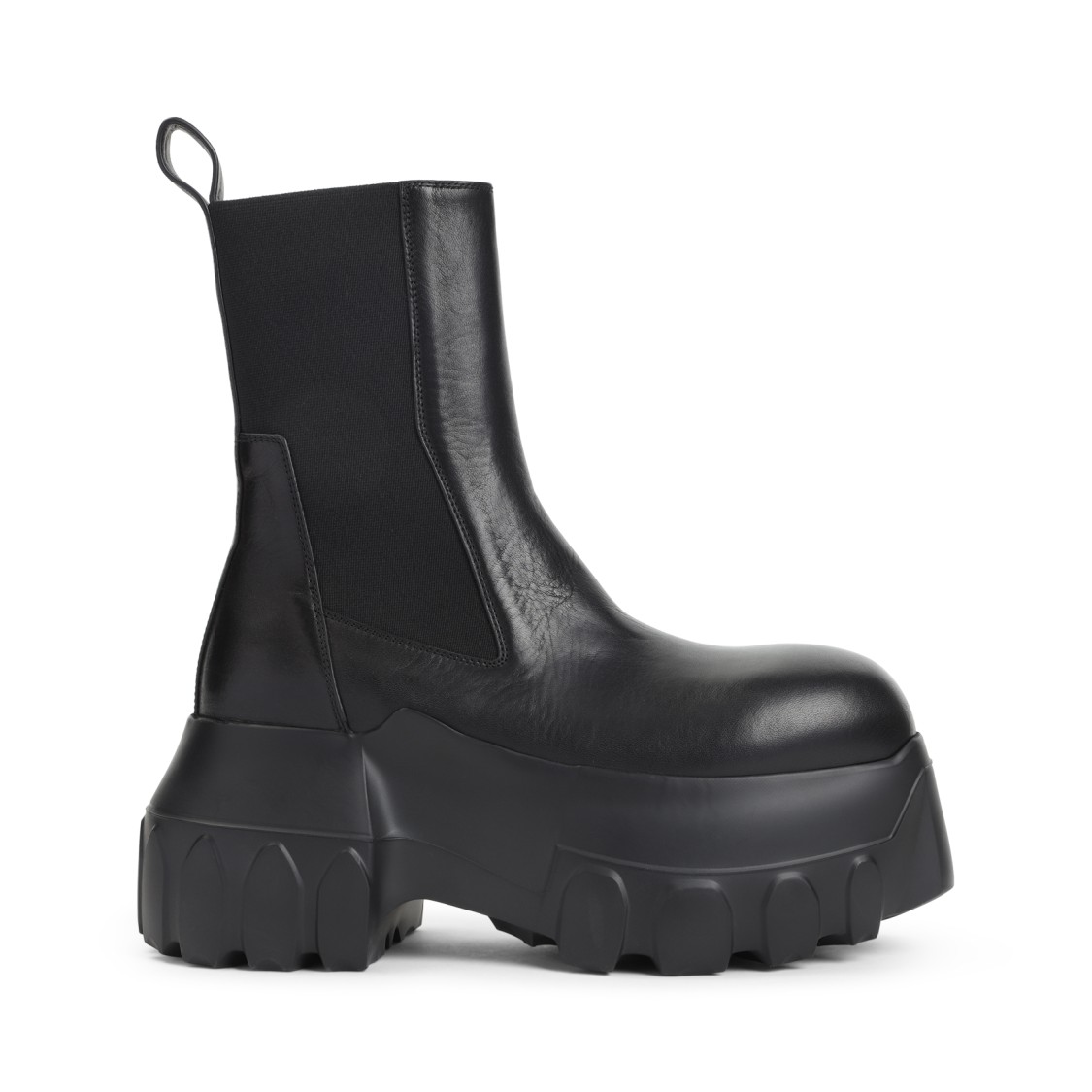 Rick Owens Beatle Mega Tractor Black Calf Leather Boots In Black