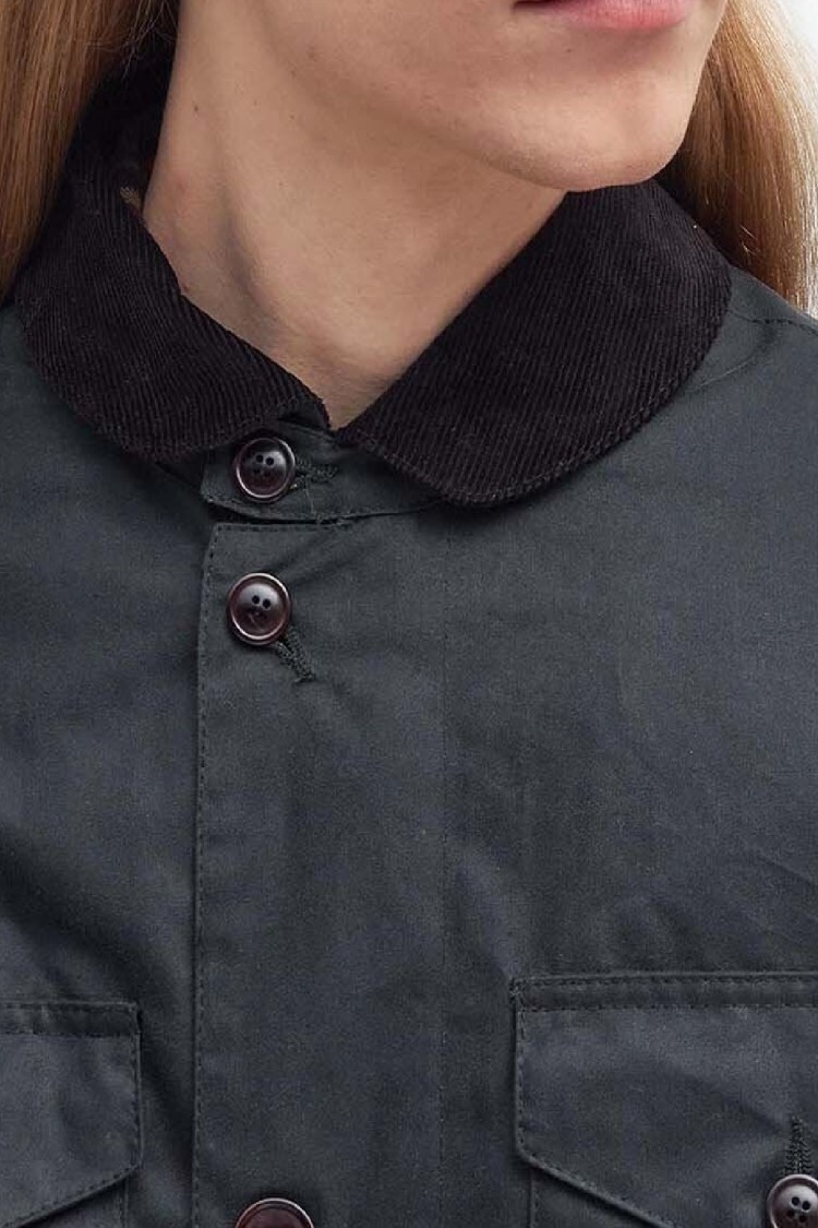 Barbour Bottle Green Embroidered Logo Jacket In Black