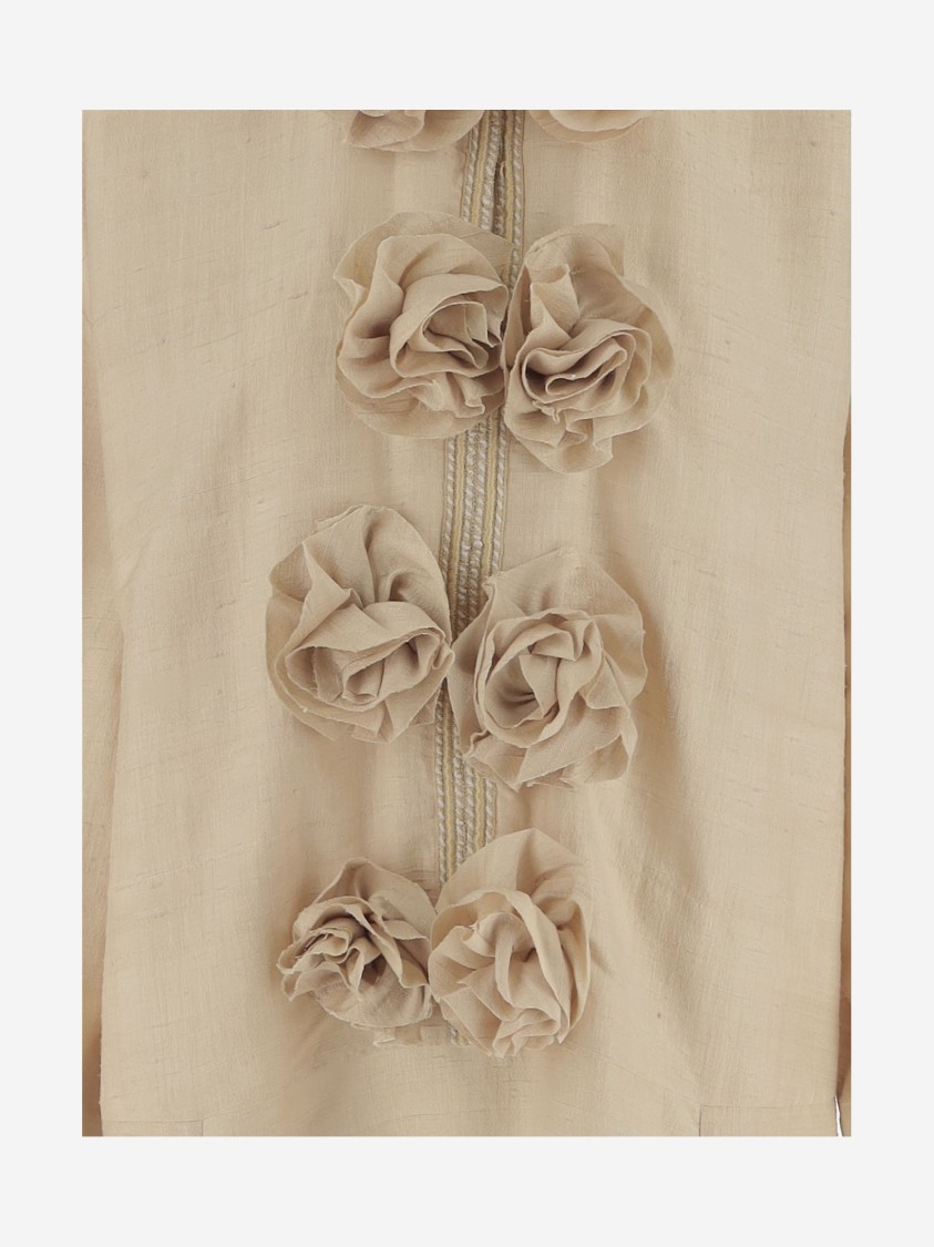By Malene Birger Cicelia Rosette-detailed Silk Maxi Dress In Neutrals
