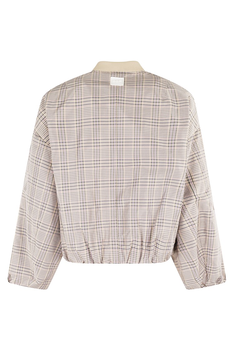 Oof Wear Cropped Plaid Bomber Jacket With Zip Front In Neutrals