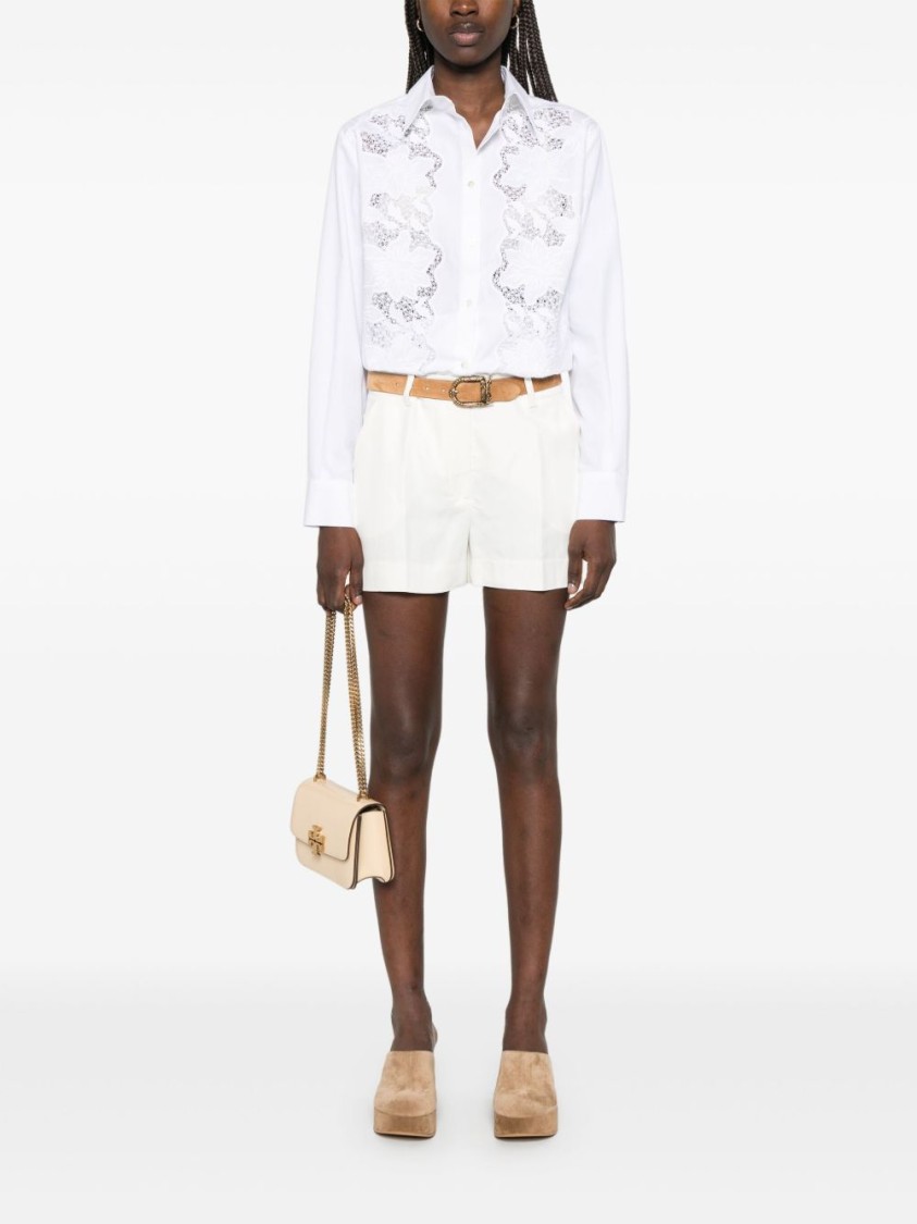 P.a.r.o.s.h Pleated Shirt With Lace And Collar In White