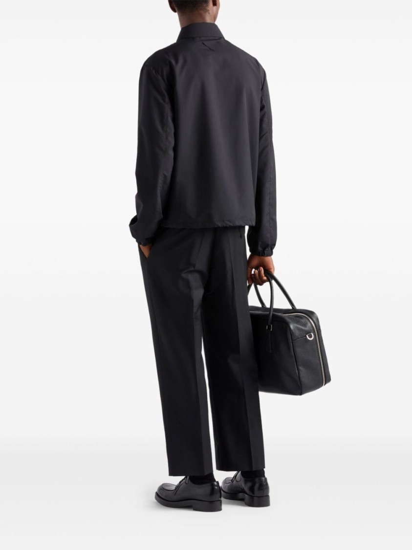Prada Relaxed-fit Black Coat With Classic Button-up Design In Black