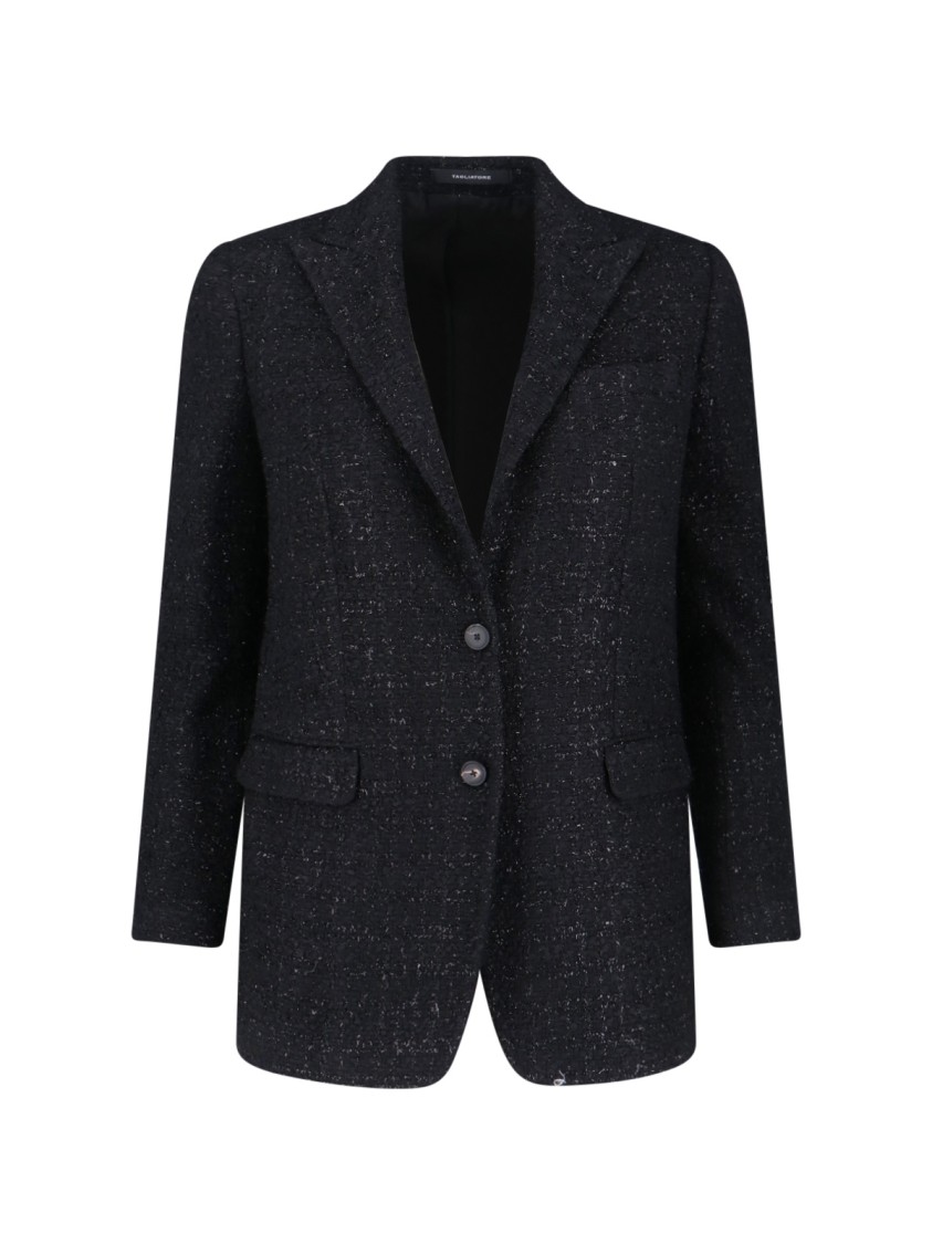 Tagliatore Tailored Black Jacket With Notched Lapel And Textured Fabric In Black
