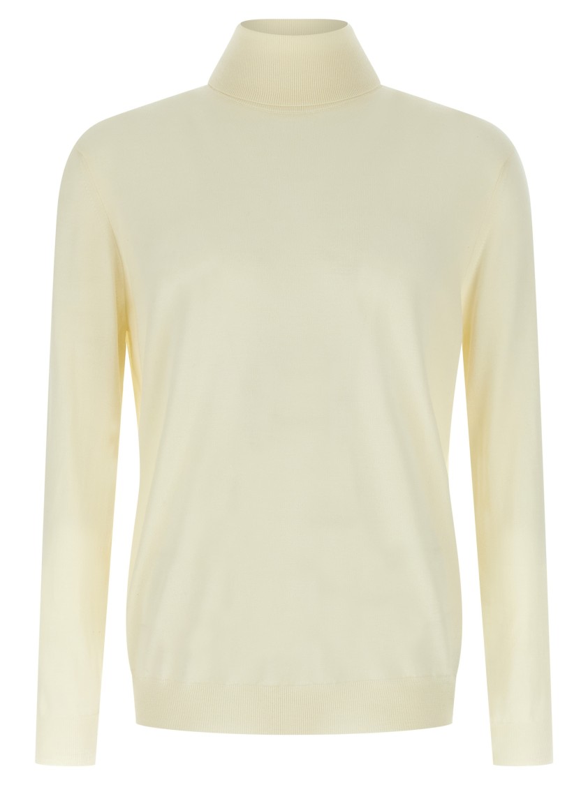 Zanone Turtleneck Sweater With Long Sleeves And Ribbed Finish In Yellow