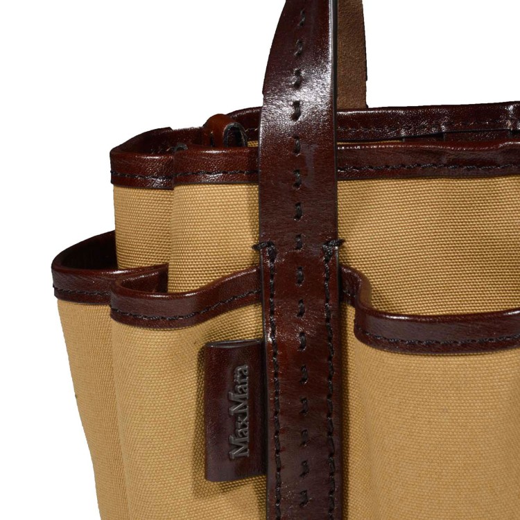 Max Mara Leather Cotton Canvas Giardiniera Mini Handbag Tote