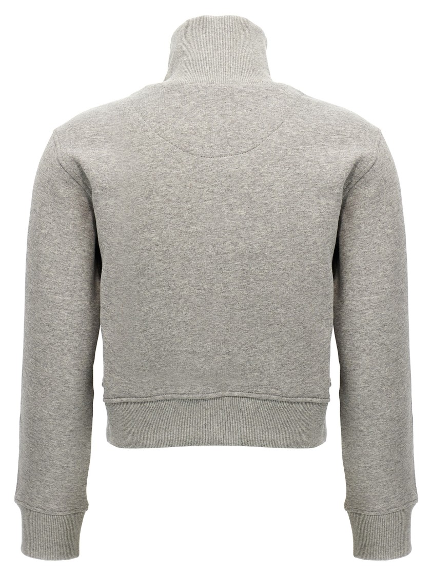 Attico The Cropped Grey Sweatshirt With Embossed Logo