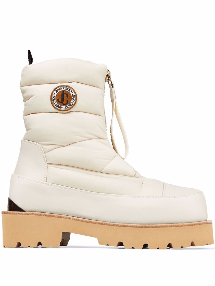 Jimmy Choo Padded Ankle Boots With Distinguished Logo In Neutral