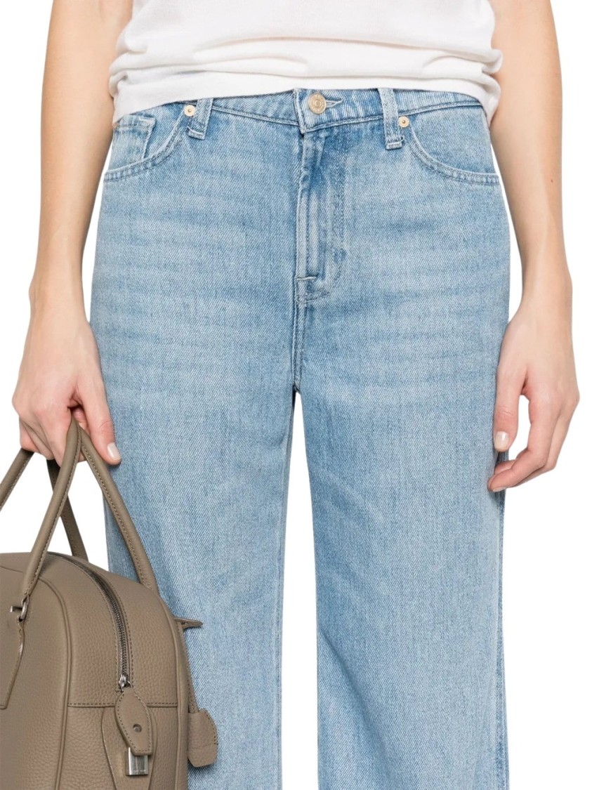 7 For All Mankind Wide-leg High-waisted Denim Jeans In Light Wash In Blue