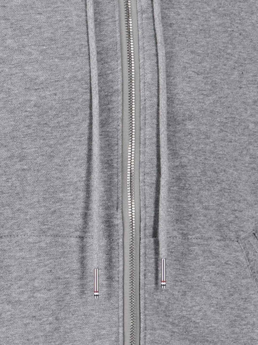 Thom Browne Mens Light Grey Striped Brand-patch Cotton-jersey Hoody