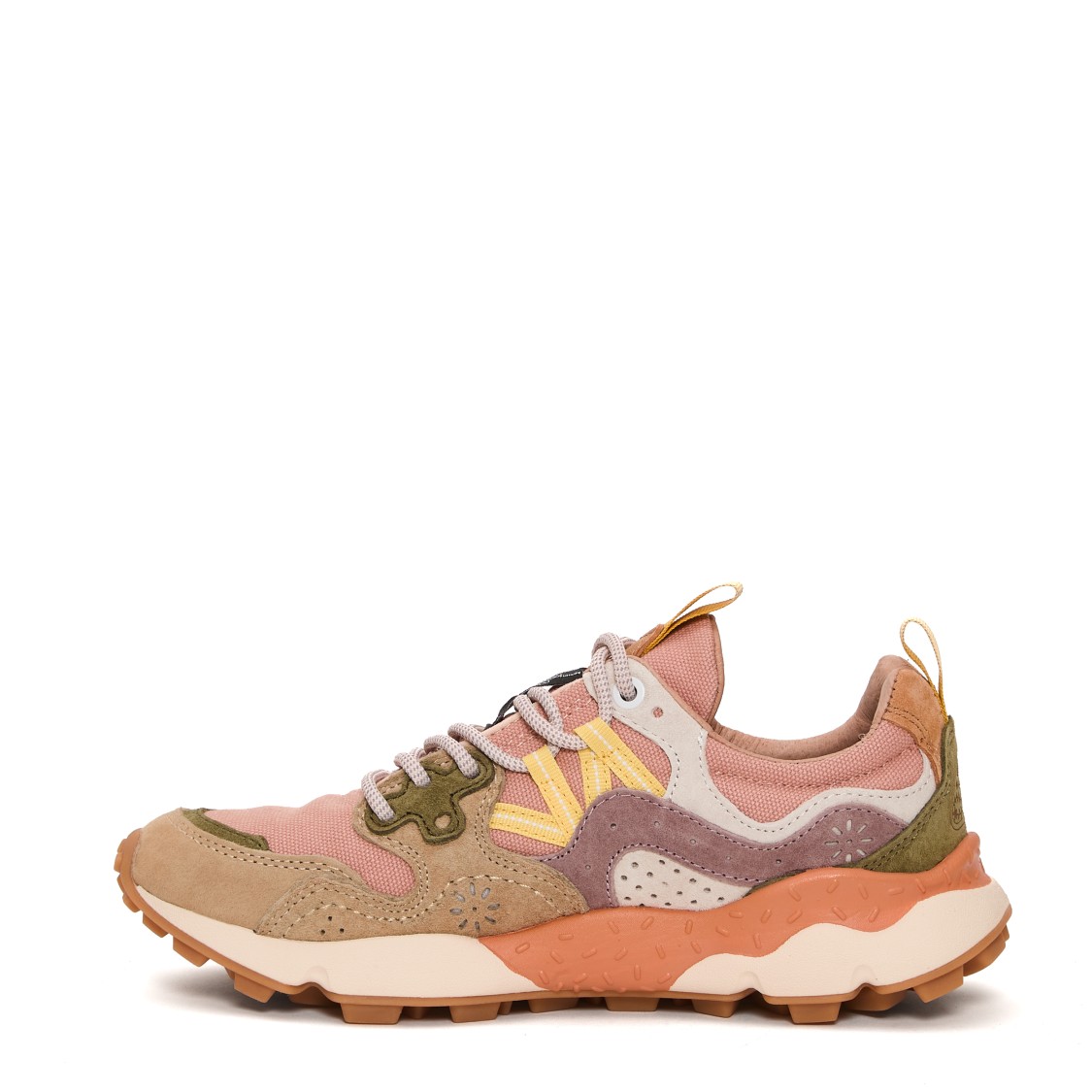 Flower Mountain Technical Ripstop And Suede Sneakers With Trekking Laces In Multicolor