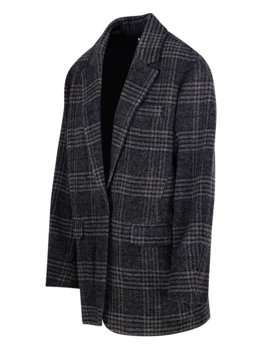 Isabel Marant Étoile Tailored Plaid Blazer With Single Button Closure In Black