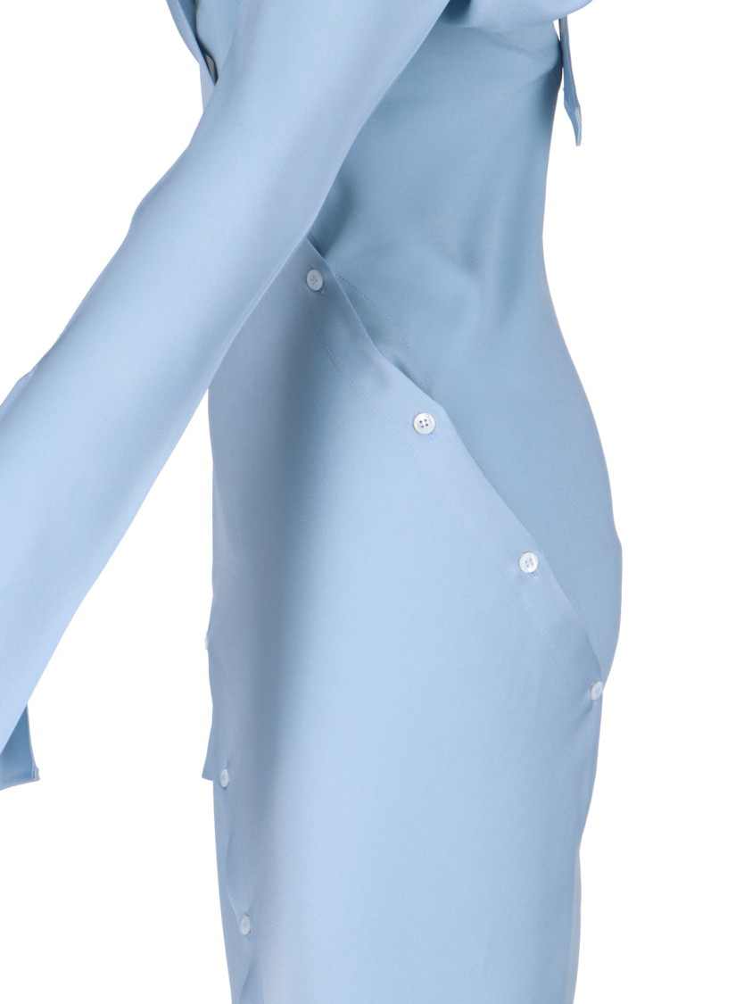 Shop Setchu "origami" Maxi Dress In Light Blue Satin Fabric