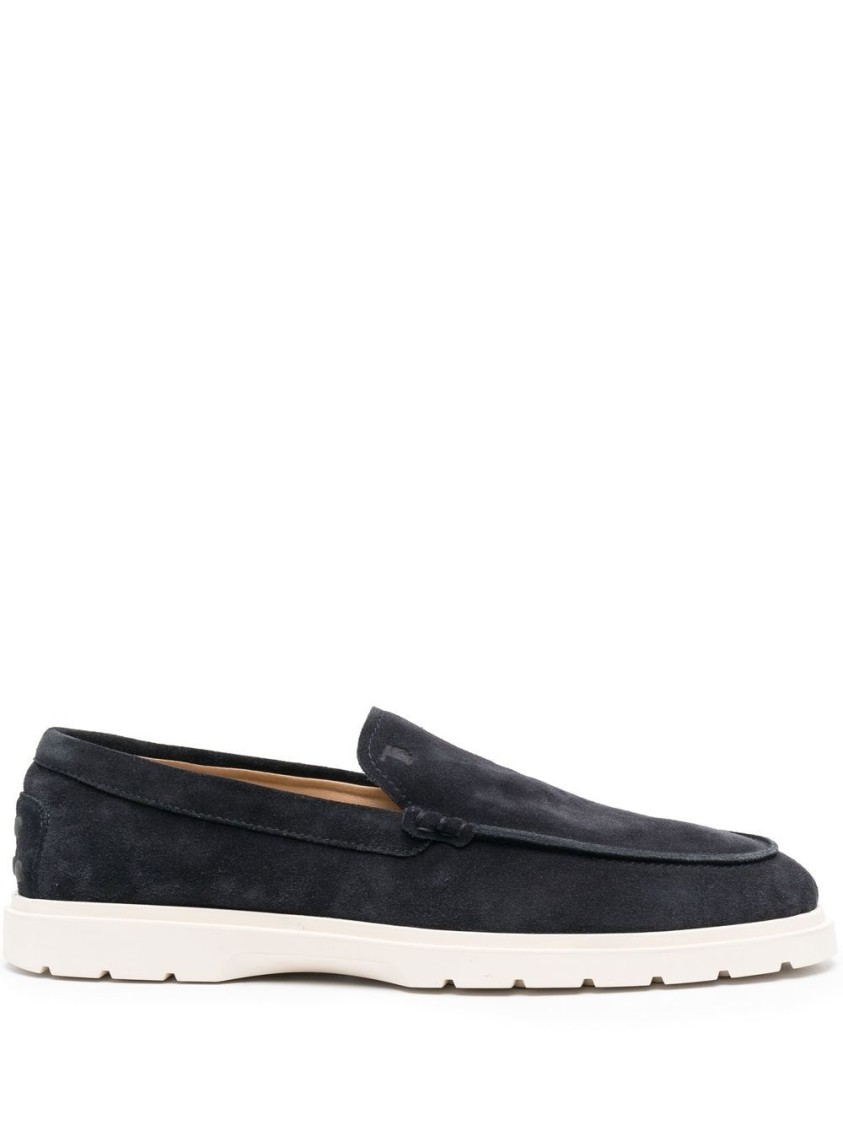 Tod's Mens Tods Ibrido Almond-toe Suede Loafers In Black