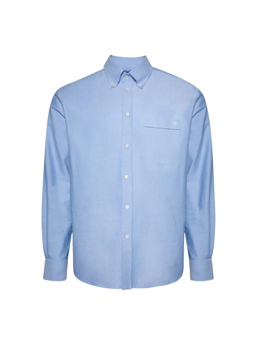 Valentino Camicia Maniche Lunghe Celeste In Blue