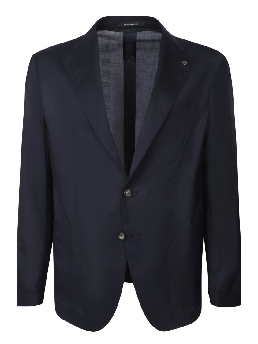 Shop Tagliatore Two-button Blazer In Silk-wool Blend In Blue