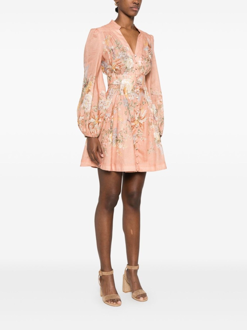 Shop Zimmermann Peach Pink Tallow Plunge Mini Dress