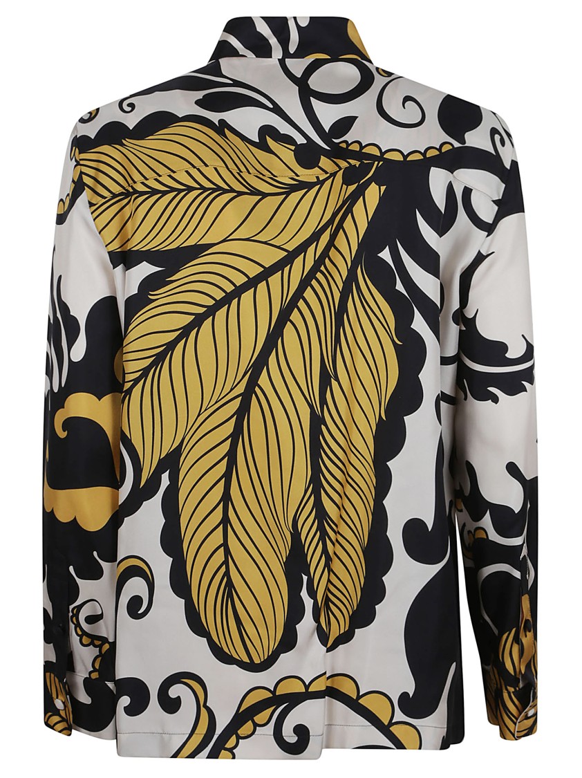 La Doublej La Double J Floral-patterned Silk Shirt With Classic Collar In Multicolor
