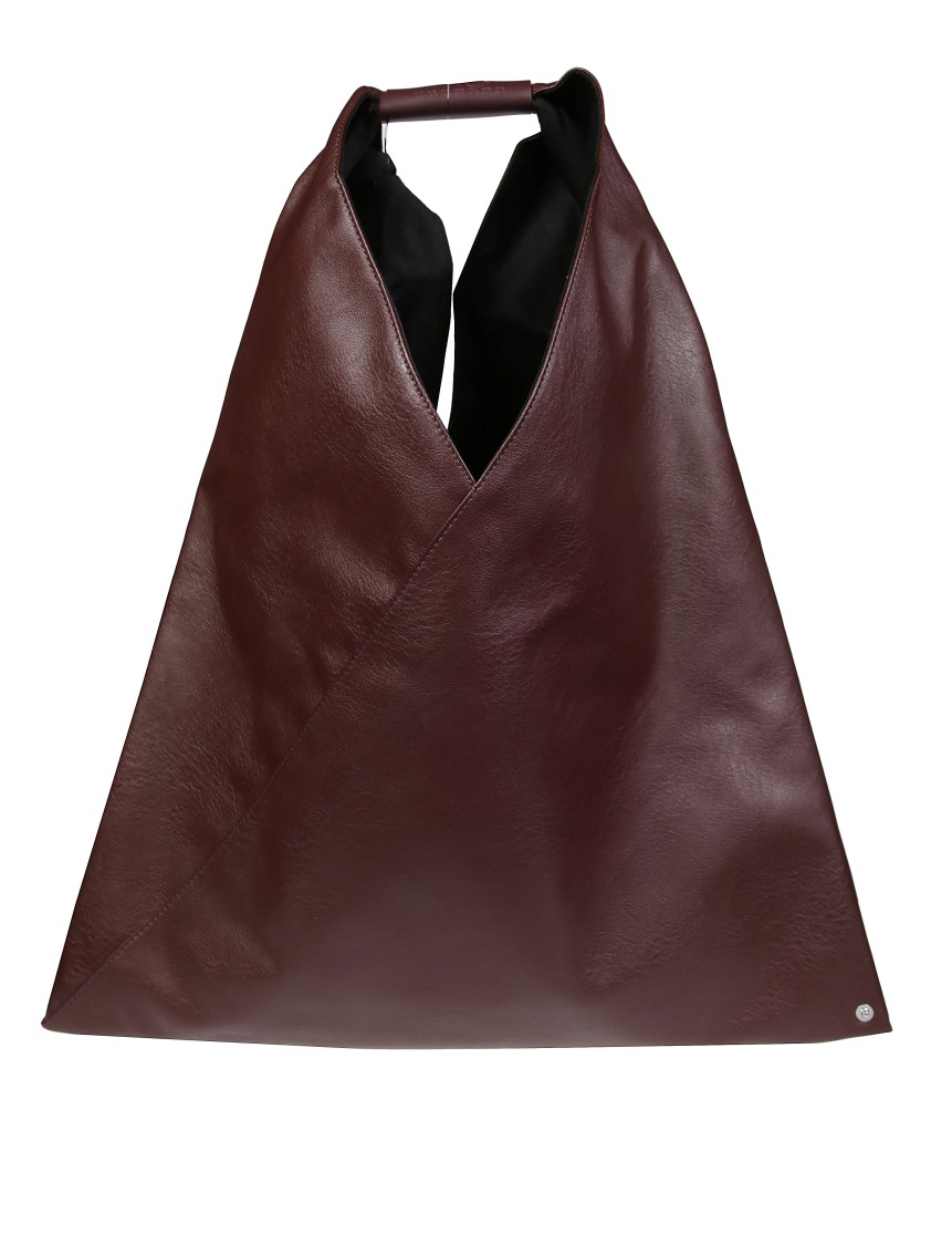 Mm6 Maison Margiela Mm6 By Maison Margiela Asymmetrical Burgundy Handbag With Structured Silhouette In Black