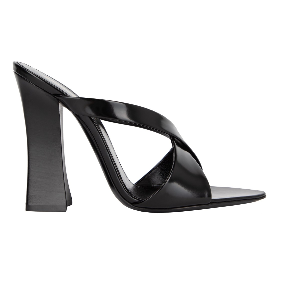 Saint Laurent Eva Mules In Glazed Leather In Black
