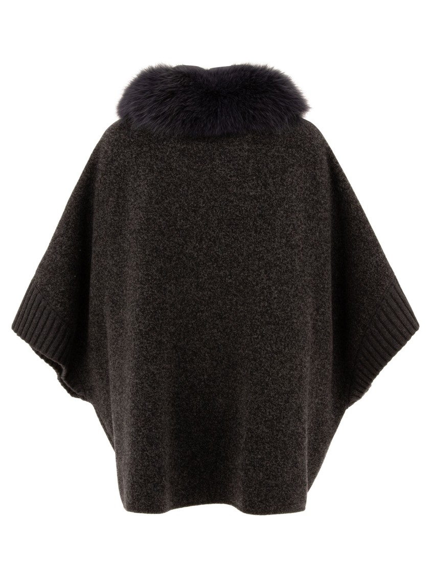 Giovi Wool And Cashmere Poncho For Women In Black