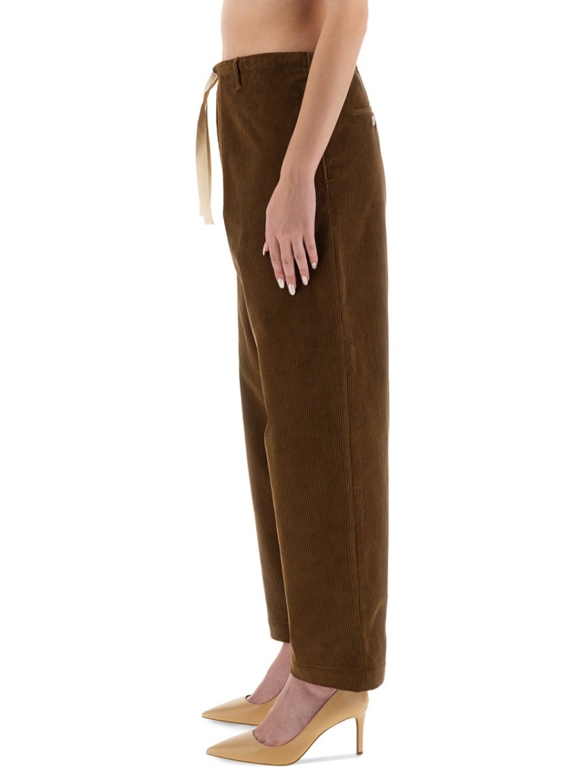 Moschino Brown Wide-leg Corduroy Pants With Drawstring Waist In Brown